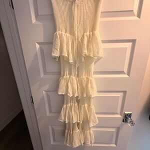 Cream Ruffled Knit Skirt